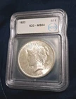 1923 Silver Peace Dollar ICG Graded MS 64