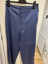 Bnwot Uniqlo Petrol Blue Satin Straight Leg Trousers Size medium 