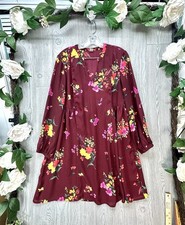 Old Navy Women Dress Large Red Pullover Floral V Neck Lightweight Thin Rayon