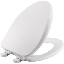 Mayfair 164SLOW-000 White Plastic Slow Close Elongated Enamel Wood Toilet Seat