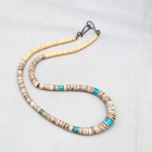 Native American Graduated Turquoise Shell Heishi Necklace Silver Hook 15 in