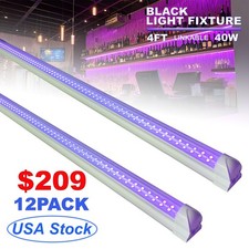 4FT Linkable Black Light Fixture T8 Integrated Led Bulbs 40W UV Blacklight Bar