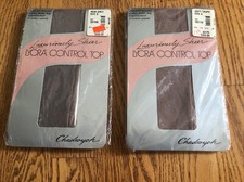 Vtg Chadwyck Lycra Control Top Sheer Pantyhose 2 Pr Grey Taupe Sz A NIP