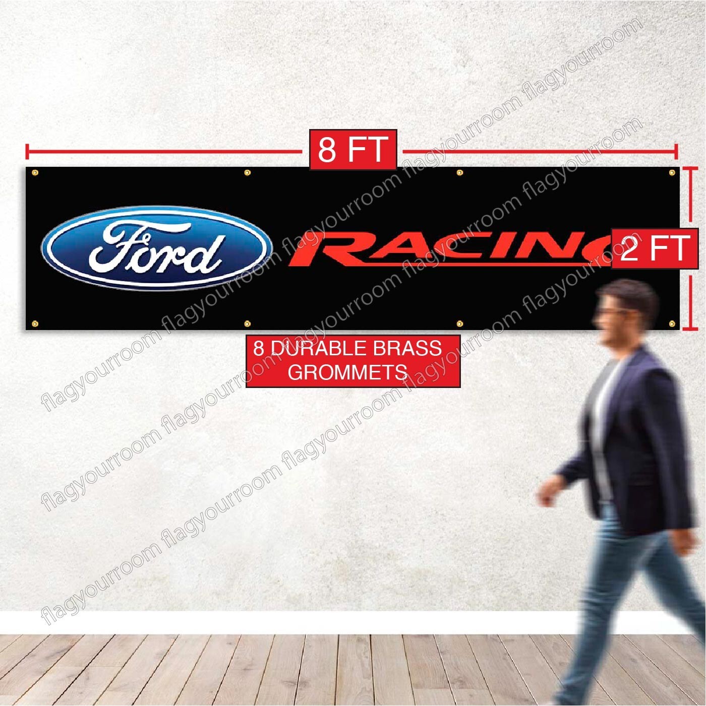 Bannière de décoration murale Ford drapeau à damier 3x5 pieds voiture