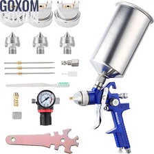 Professional HVLP Spray Gun Set 14 17 20mm Nozzles Auto Wall Paint Coatings Cup.
