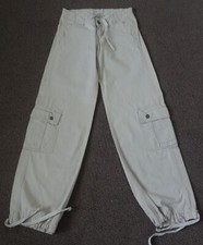 Vintage Womens Levi's Baggy Cargo Pants Wide Legs Beige Size XS Extra Small