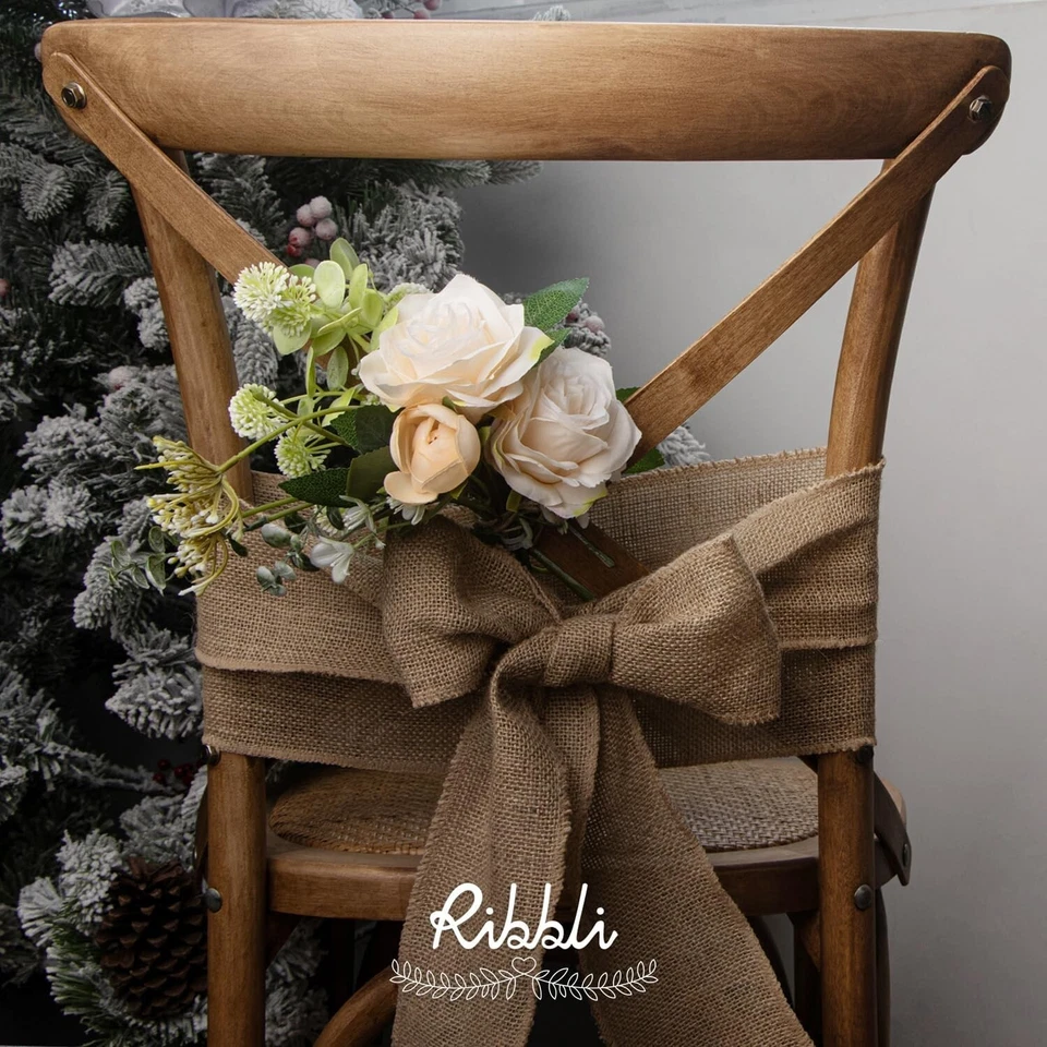 Ribbli Jute Burlap Ribbon 4 Inch x 10 Yard Crafts Gift Decoration(Non-Wired) - Image 4 of 4