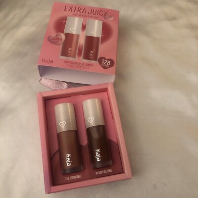 Kaja Extra Juicy Glass Lip Oil Duo Jumbo Size Fig Smoothie & Plum Paloma NIB