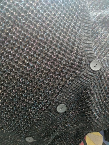 Takeout Jr's cardigan sweater XL metallic threads - Picture 2 of 2