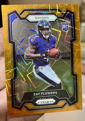 Zay Flowers #307 Orange Lazer Rookie Card 2023 Panini Prizm