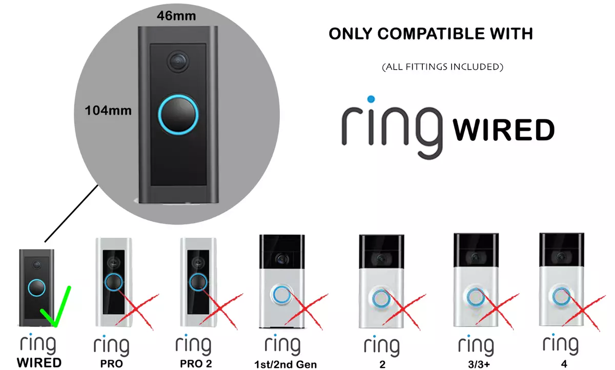 Ring Doorbell Wired (5AT3T5) Rain Cover Weather Protector