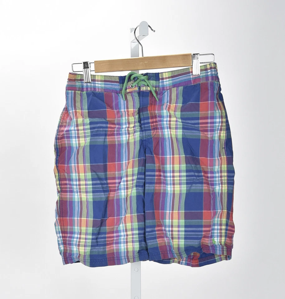 Polo Ralph Lauren Niños Traje de Baño a Cuadros/Pantalones Cortos Forro de Malla Bolsillo Talla 14/16 Foto 3 de 3