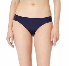  93 Trina Turk Womens Blue Studio Solids Shirred Hipster Bikini Swim Bottom Sz 6