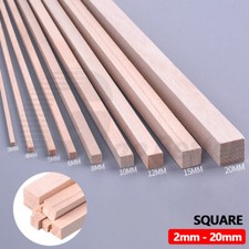 2mm - 20mm Square Solid Paulownia Wood Rod Bar Strips Craft Model DIY 250mm Long