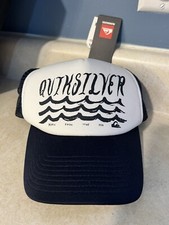 NWT Quiksilver Surf Trucker Hat Snapback Mesh Black/White