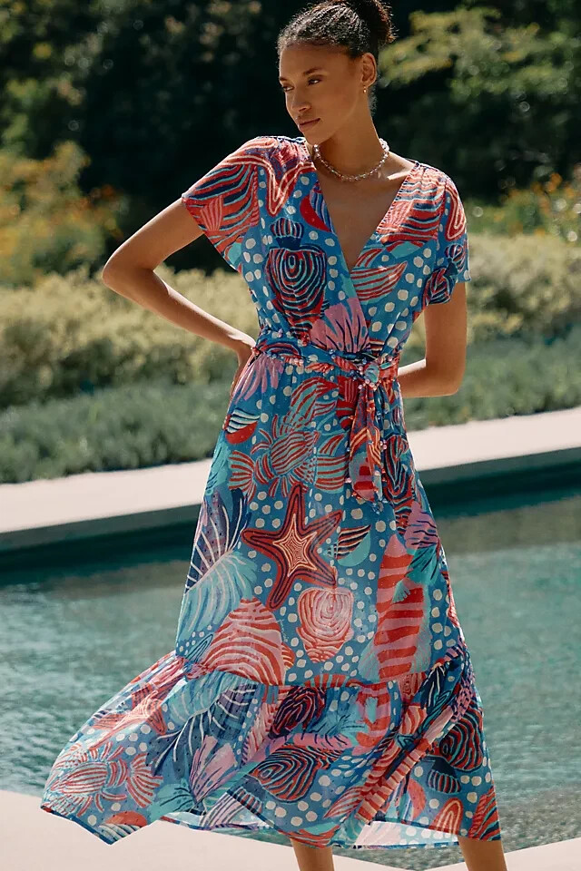 Farm Rio Cover-Up Dress Lobster Nautical Clip Dot Ocean Seas Anthropologie  M NEW | eBay