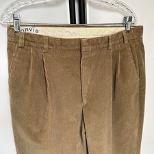 Orvis Vintage Brown Pleated Corduroy Pants Mens 34x33 USA Made Nice E0