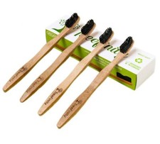 Bamboo Toothbrushes BUY 1 GIVE 1 4-Pack -Soft - BPA Free - Charcoal - Natural