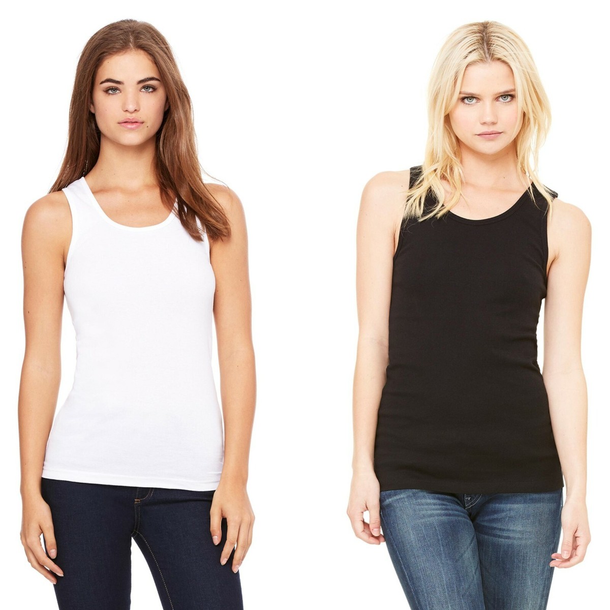 Top Sin Mangas Para Damas 100% Algodón Ajustado Camiseta Ancha Tirantes S M L XL