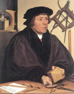 Oil painting Hans-Holbein-The-Younger-Portrait-of-Nikolaus-Kratzer nobleman art