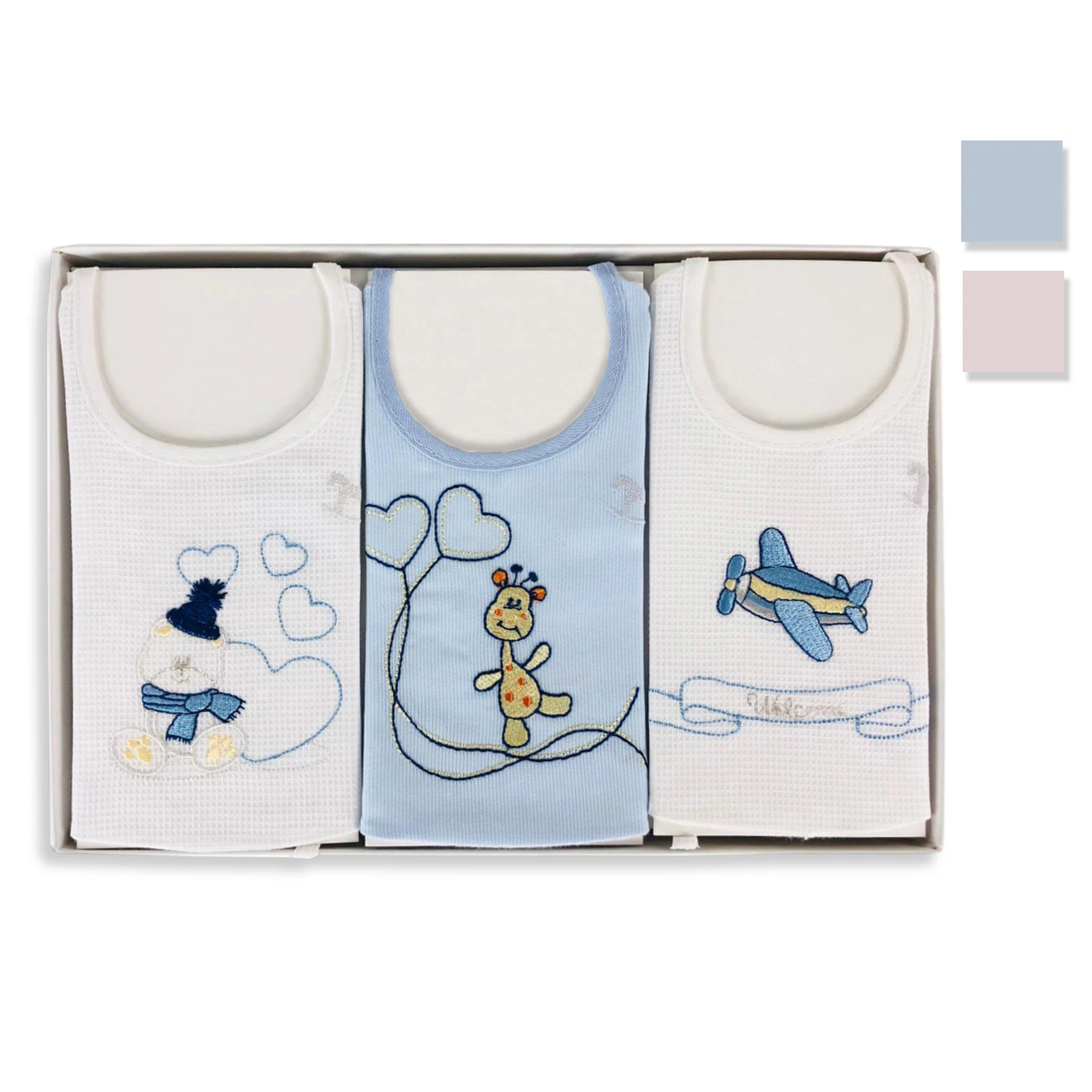 Mio Piccolo Baby Baby Bib 3 Embroidered 100% Cotton Bibs 3032