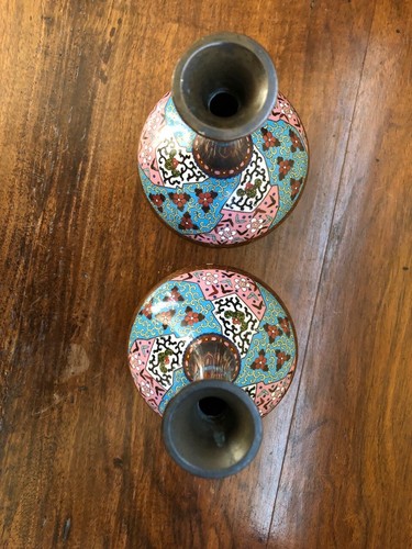 Paire de vases cloisonnés Japon - Foto 6 di 9