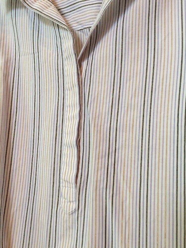 Rafaella White Cotton Button Down Dress Shirt Blouse Top Stripe Metallic Size 12 eBay