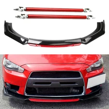 Front Bumper Lip Body Kit Splitter Spoiler Glossy Black Red For Mitsubishi Lanc