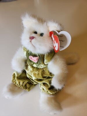 Vintage 1993 Ty Attic Treasures Katrina Feline Fine 8'' Plush Cat Green Outfit