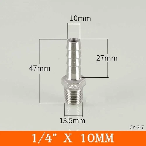 Stainless Male Thread Pipe Fitting x Barb Hose Tail Connector BSP 1/8" to 4" - Bild 11 von 86