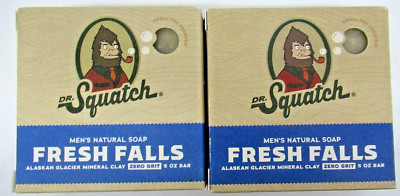 Dr. Squatch Soap Men's natural bar soap Fresh Falls scent, Lot of 2 5oz bars