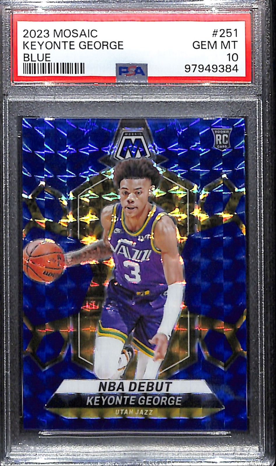2023-24 Panini Mosaic #251 Keyonte George Blue /199 PSA 10