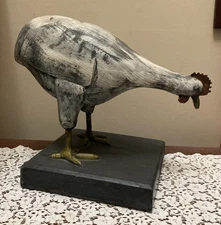 Bill Huebbe Fiberglass Chicken Sculpture Hand Signed 1980 Folk Art Farmhouse