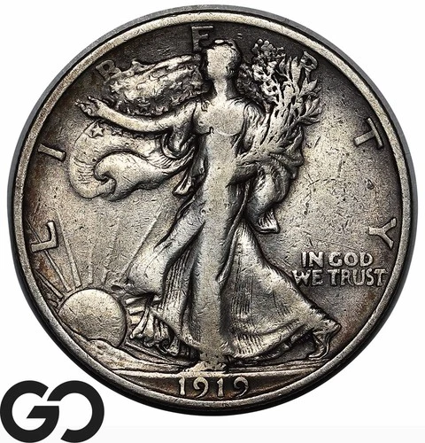 1919-S Walking Liberty Half Dollar, Always In High Demand, Choice VF++ Key Date