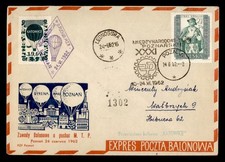 DR WHO 1962 POLAND BALLOON POST LEDNOGURA TO POZNAN M54737