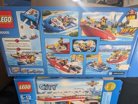 LEGO City Fire Boat 60005, Fire Truck 60002, Speed boat 4641 Complete Sets 