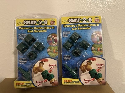 (2)AS SEEN ON TV-SNAP 2-0 Connect Garden Hose In Sec BONUS Water Pressure Nozzle