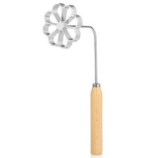 Flower-shape Lightweight Wooden Handle Non-sticky Kitchen Tool Dough Fried Snack
