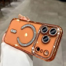 For iPhone 17 Air 17 16 Pro Max 15 14 13 12 11 Phone Cover Magnetic Rhinestone