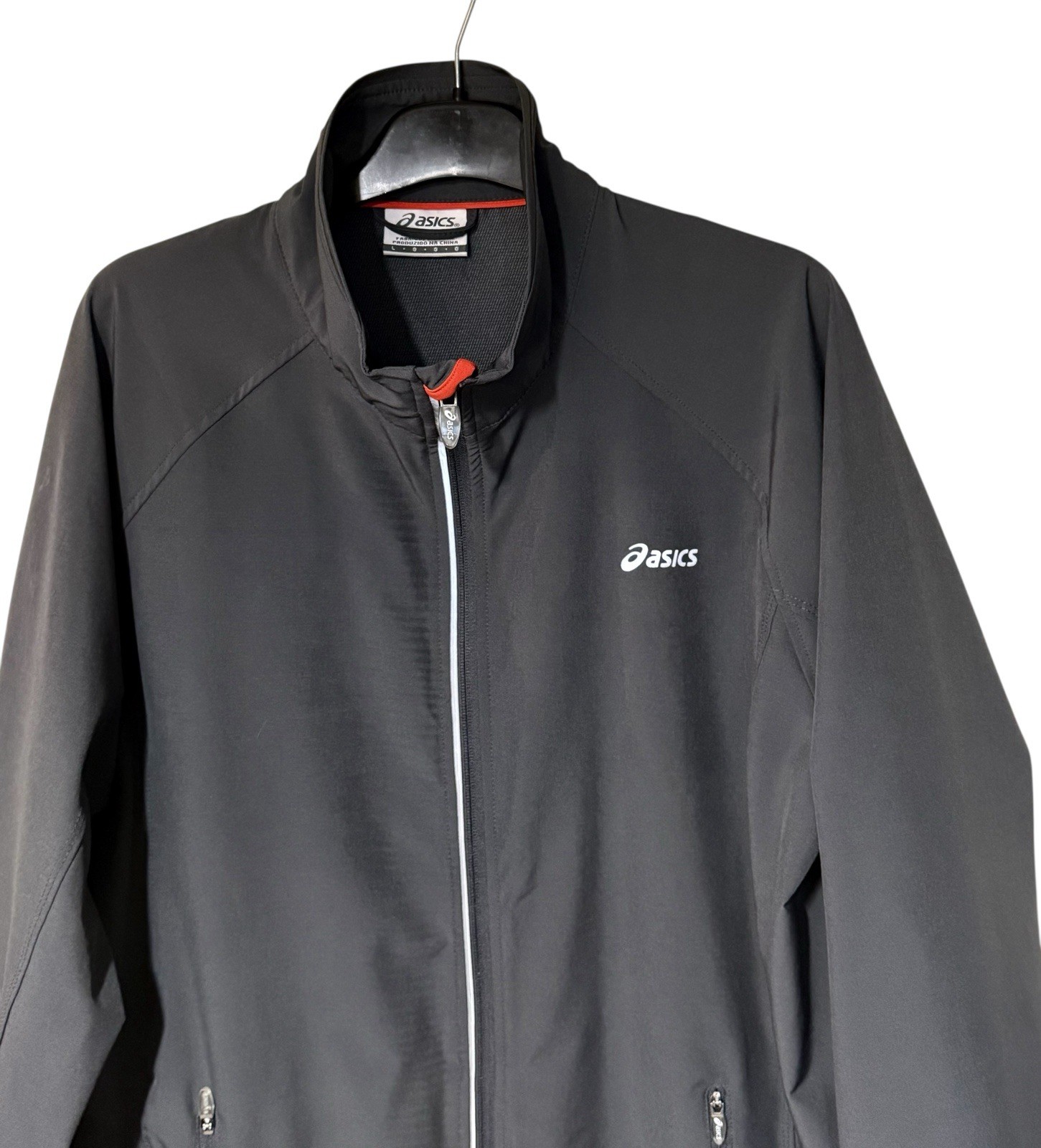ASICS  Windbreaker Gray Jacket Men’s Large Full Zip Reflective Pockets New ! thumbnail 5