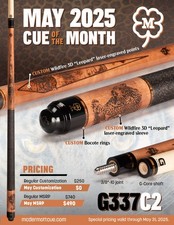 IN STOCK, McDermott G337 C2 Pool Cue, "Leopard" 12.5mm G-Core, FREE HARD CASE