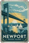 Newport Rhode Island Sailing Bridge Tin Metal Signs Home Décor Vintage Newport R