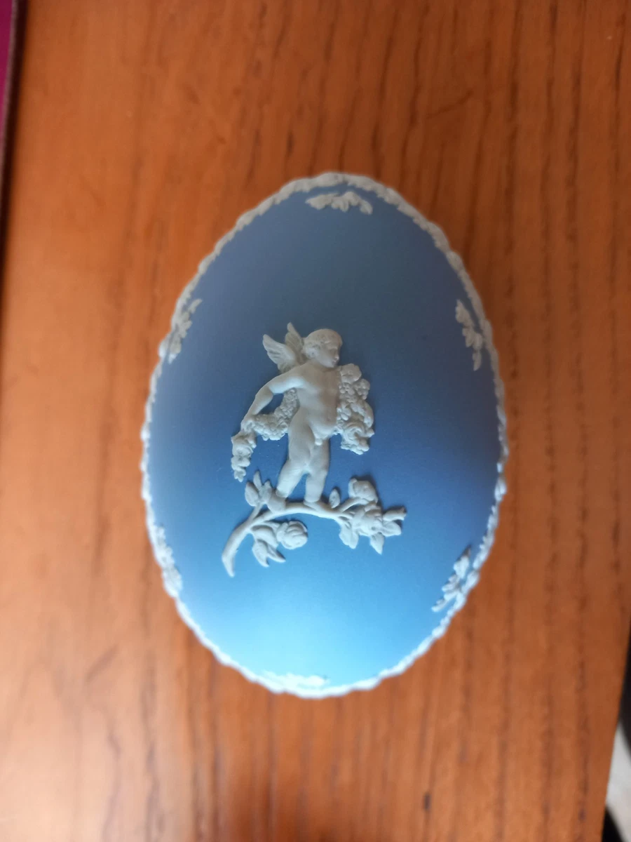 Wedgwood Blue Jasper ware Egg trinket box .