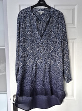 NEXT Size 12 Navy & White Long Sleeve Tunic Dress - VGC