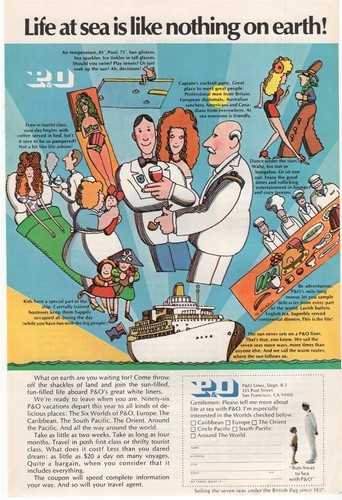 Peninsular and Orient Lines Life at Sea is Like Nothing on Earth 1968 Vintage Ad