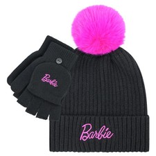 Barbie Girls Winter Hat with Gloves for Ages 5-13 Years   One Size, Black
