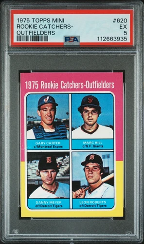 1975 TOPPS MINI #620 ROOKIE CATCHERS-OUTFIELDERS ROOKIE RC PSA 5