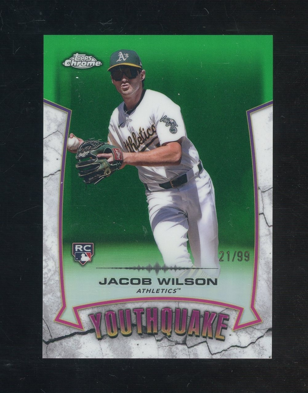2025 Topps Chrome Youthquake Green Refractor Jacob Wilson A's RC Rookie 21/99