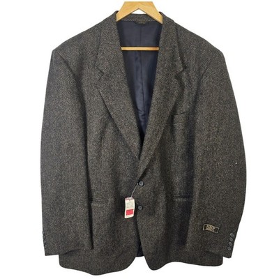 Vintage Farah Mens 46R Wool Herringbone Blazer Jacket Brown Bramble NWT Snag