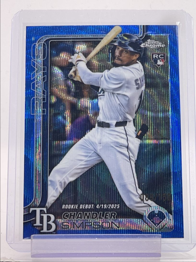 CHANDLER SIMPSON 2025 TOPPS CHROME UPDATE ROOKIE DEBUT BLUE WAVE /150 Q0223